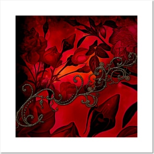 Wonderful dark red roses Posters and Art